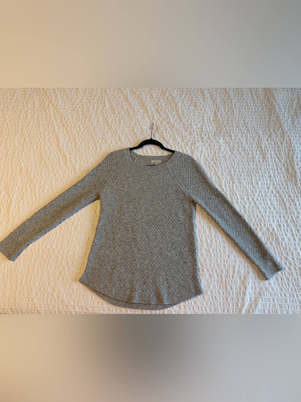 LOFT Gray Textured Crewneck Sweater